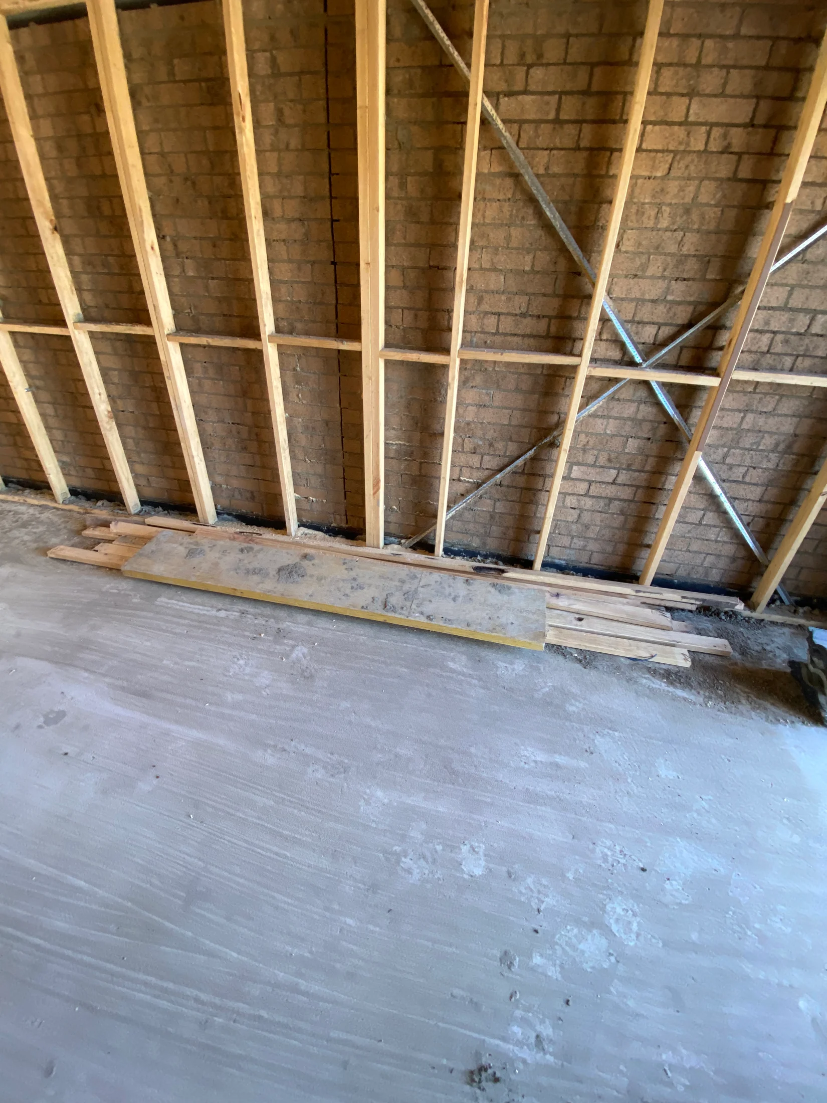 Internal side of a brick wall in new home build